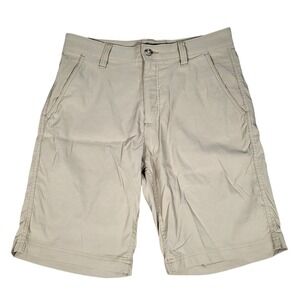 Eddie Bauer Shorts Mens 32 (Fits 33x9) Travex Beige Hiking Zip Pockets Stretch